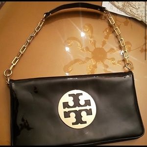 Tory Burch Black and Gold Clutch